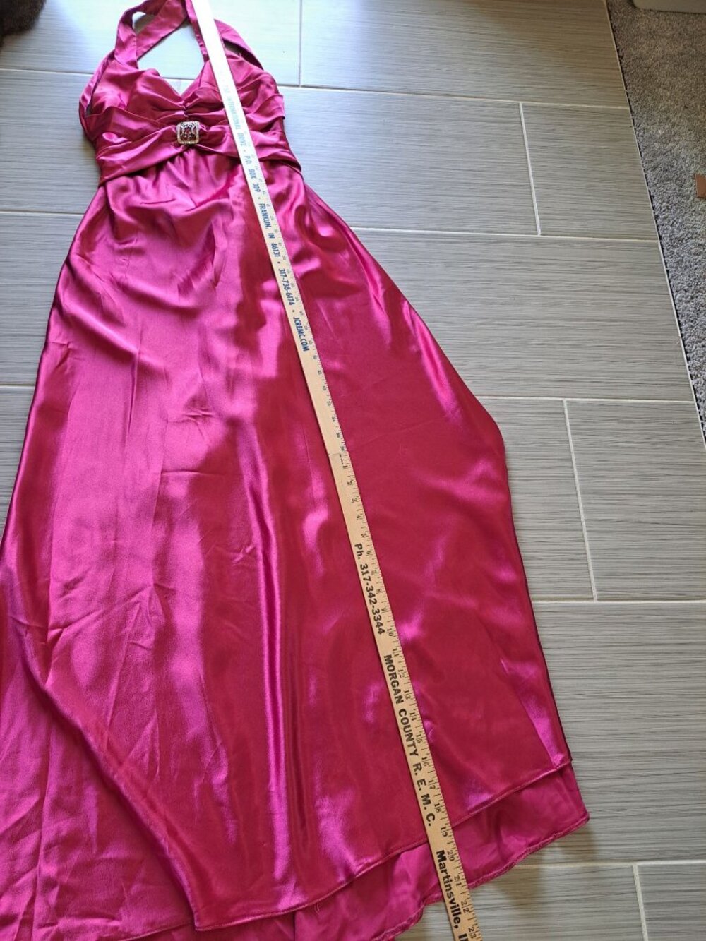 Vtg Jessica McClintock Gunne Sax Pink Satin Evening Gown Dress Rhinestone 5 USA - Picture 12 of 13